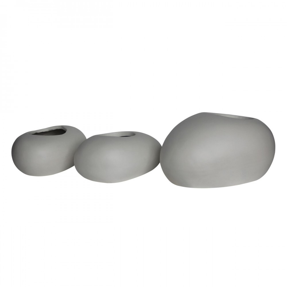 Flower Pot-Rock Set 3 Τεμαχίων, Cement Απόχρωση White