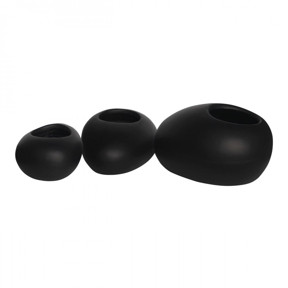 Flower Pot-Rock Set 3 Τεμαχίων, Cement Απόχρωση Black