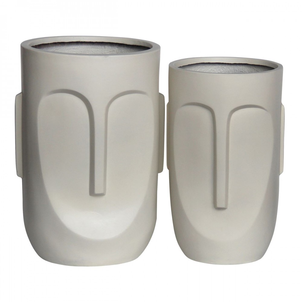 Flower Pot-Totem Set 2 Τεμαχίων, Cement Απόχρωση Sand Brown