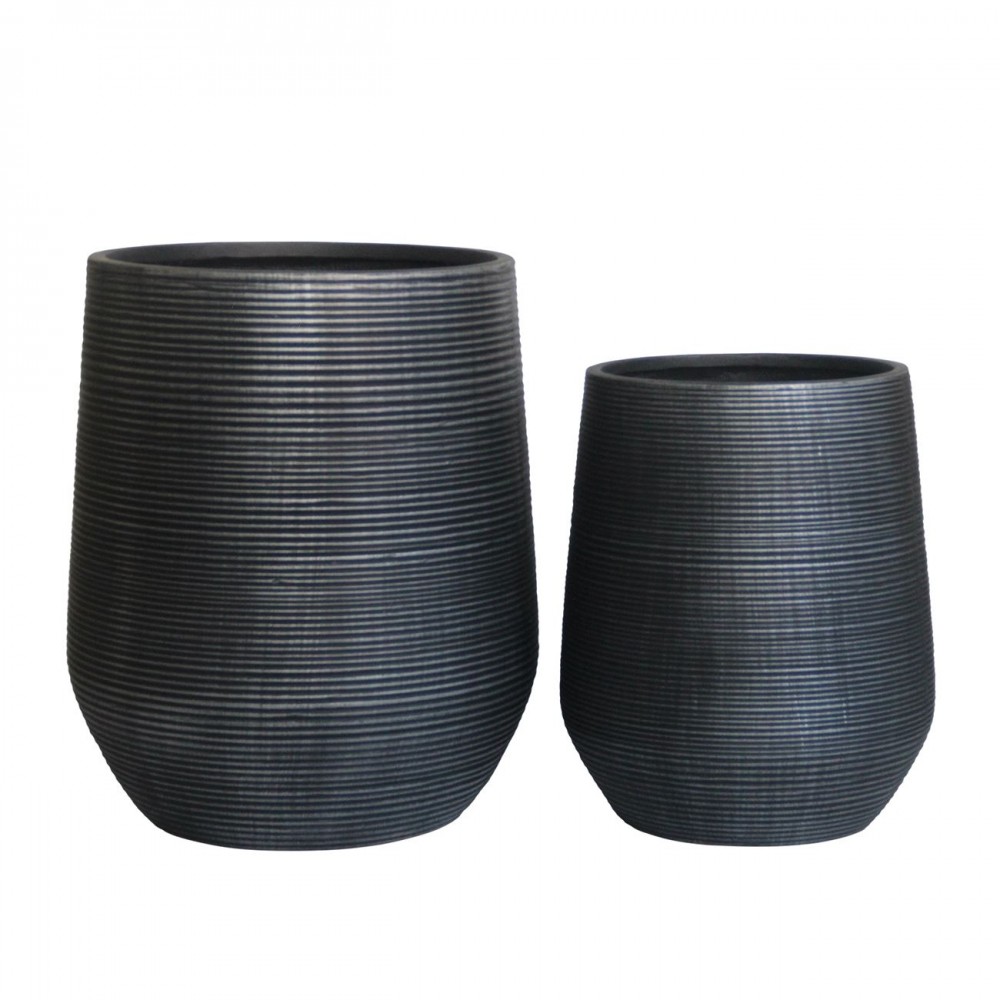 Flower Pot-17 Set 2 Τεμαχίων, Cement Απόχρωση Anthracite