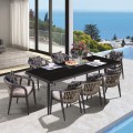 Jardin Τραπεζαρία Alu Ανθρακί, Hpl Μαύρο,Rope Μπεζ: Τραπέζι + 6 Πολυθρόνες Με Μαξιλάρια