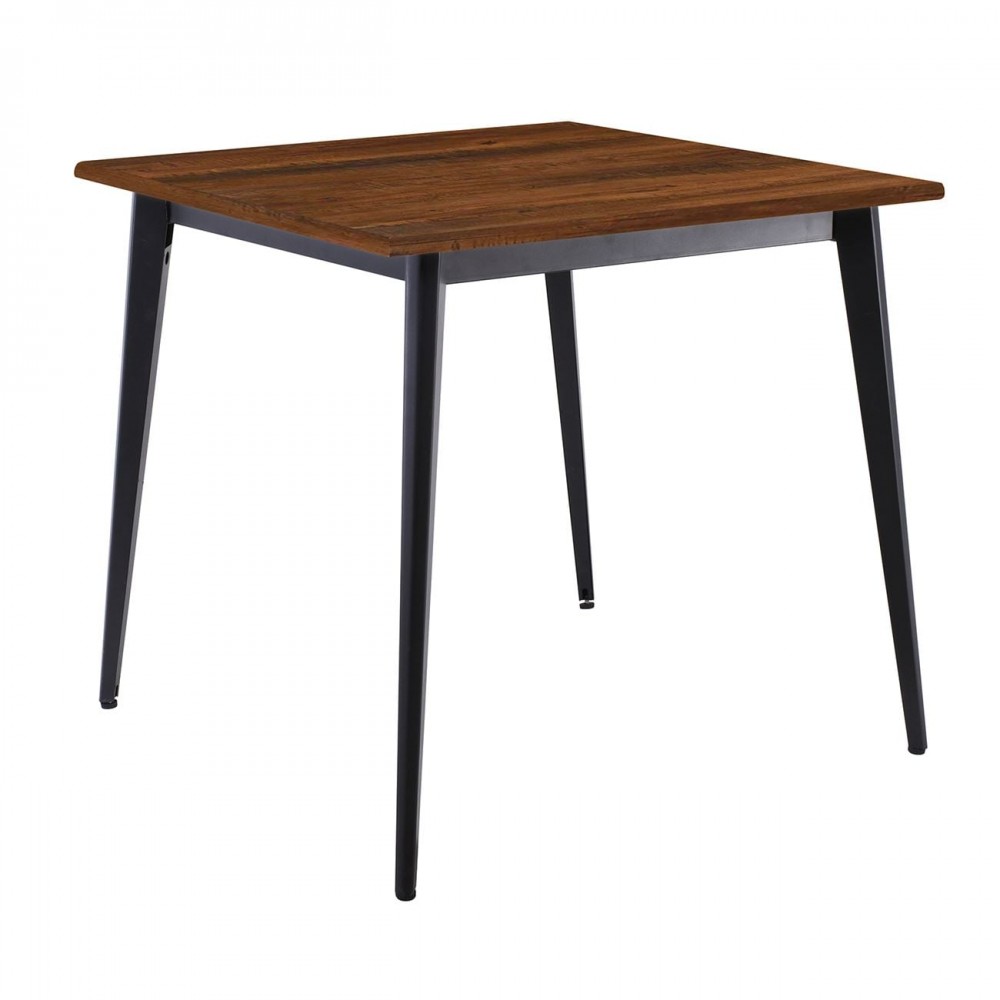 Vidal Τραπέζι Μέταλλο Βαφή Μαύρο, Επιφάνεια 80X80Cm/16Mm Contract Sliq Walnut