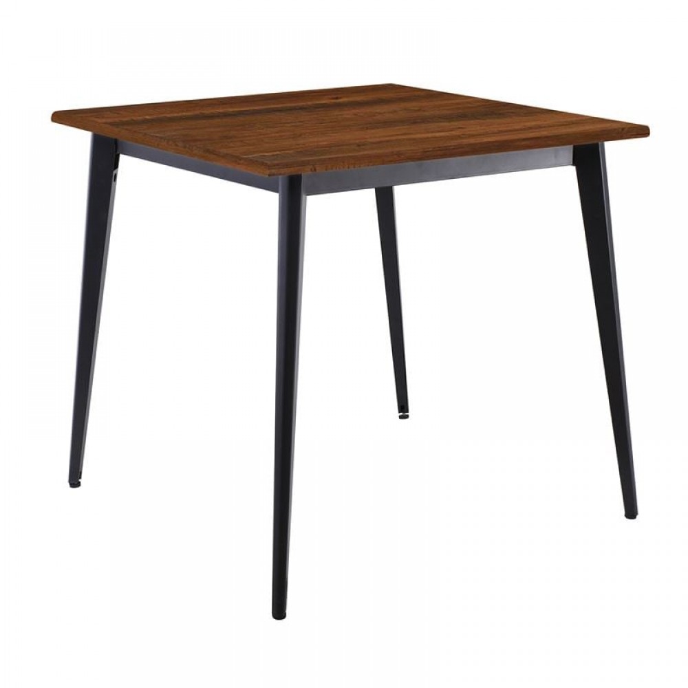 Vidal Τραπέζι Μέταλλο Βαφή Μαύρο, Επιφάνεια 80X80Cm/16Mm Contract Sliq Walnut