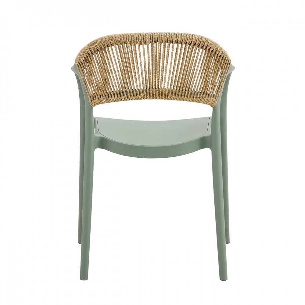 Donna Πολυθρόνα Στοιβαζόμενη, Pp-Uv Forest Green, Rope Wicker Φυσικό
