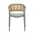 Donna Πολυθρόνα Στοιβαζόμενη, Pp-Uv Forest Green, Rope Wicker Φυσικό