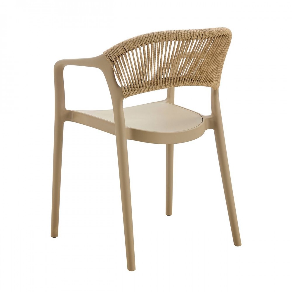 Donna Πολυθρόνα Στοιβαζόμενη, Pp-Uv Tortora, Rope Wicker Φυσικό