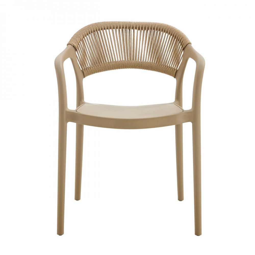 Donna Πολυθρόνα Στοιβαζόμενη, Pp-Uv Tortora, Rope Wicker Φυσικό