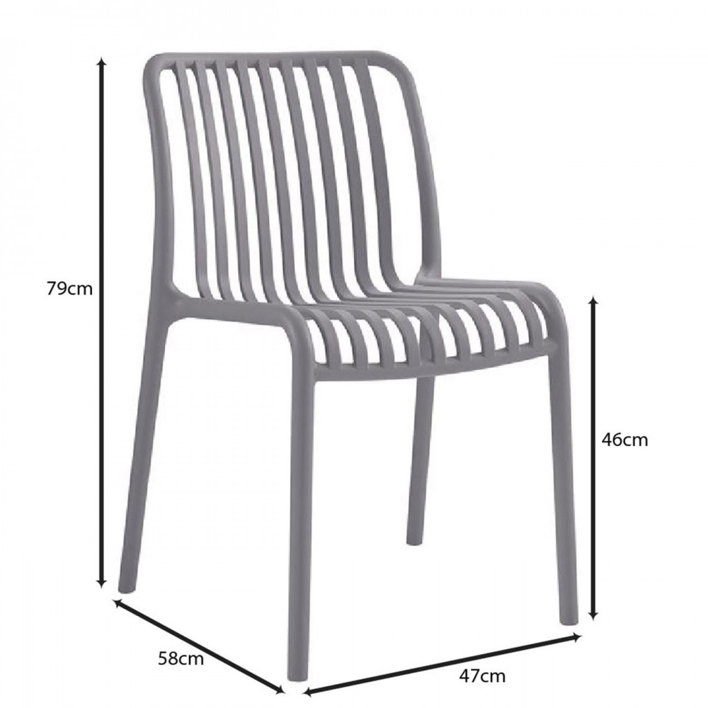 Moda-H Καρέκλα Στοιβαζόμενη, Pp - Uv Protection, Απόχρωση Ανθρακί, 52x57x80cm