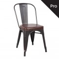 Relix Καρέκλα-Pro, Μέταλλο Βαφή Antique Black, Pu Σκούρο Καφέ