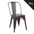 Relix Καρέκλα-Pro, Μέταλλο Βαφή Antique Black, Pu Σκούρο Καφέ