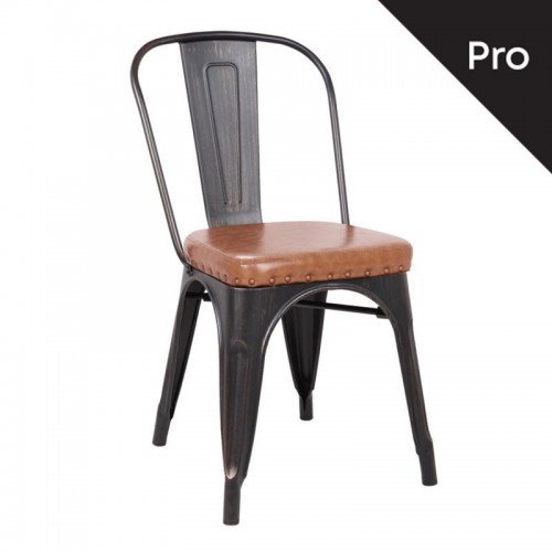 Relix Καρέκλα-Pro, Μέταλλο Βαφή Antique Black, Pu Camel