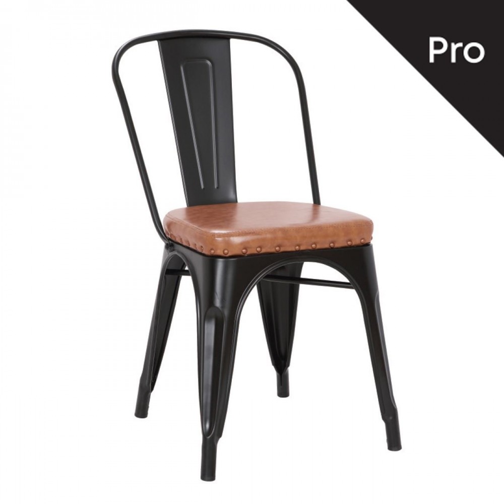 Relix Καρέκλα-Pro, Μέταλλο Βαφή Μαύρο Matte, Pu Camel