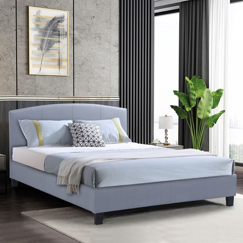 Odeon Κρεβάτι Διπλό Για Στρώμα 140X190Cm, Ύφασμα Γκρι