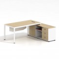 Thesis Γραφείο Δεξιά Γωνία, Απόχρωση Beech - Άσπρο 180x80x75/160x40x65cm