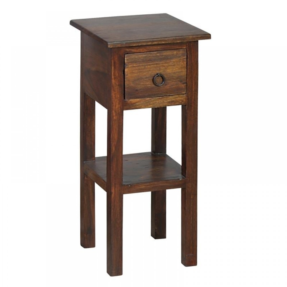 Classic Stand - Τραπεζάκι Βοηθητικό H.55Cm - 1 Συρτάρι, Ξύλο Sheesham Καρυδί