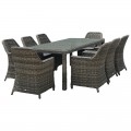 Esperia Set Τραπεζαρία Κήπου Alu,Wicker Grey Brown-Ανθρακί: Τραπέζι 230X100 + 8 Πολυθρόνες