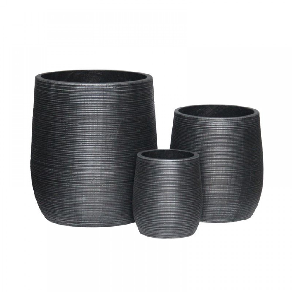 Flower Pot-16 Set 3 Τεμαχίων, Cement Απόχρωση Anthracite