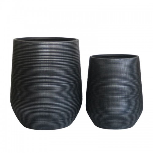 Flower Pot-17 Set 2 Τεμαχίων, Cement Απόχρωση Anthracite