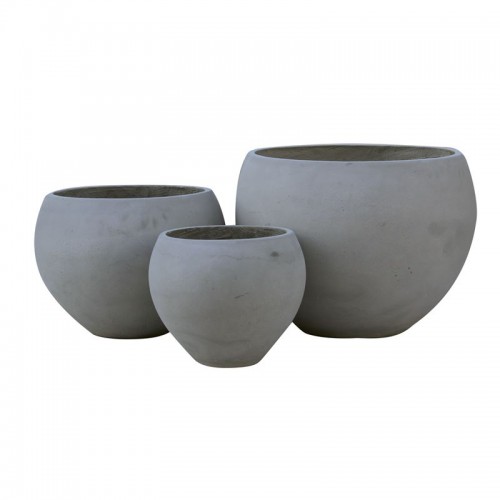 Flower Pot-5  Set 3 Τεμαχίων Cement Grey