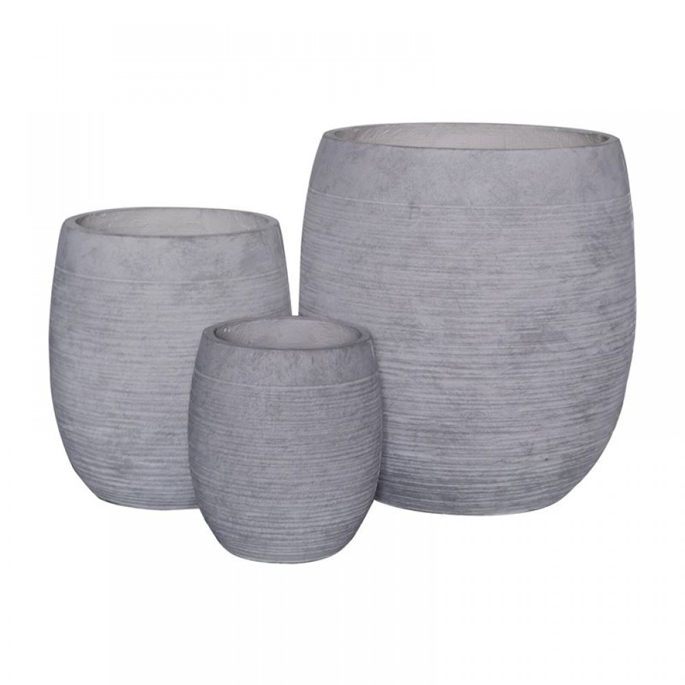 Flower Pot-8  Set 3 Τεμαχίων, Απόχρωση Light Grey Wash