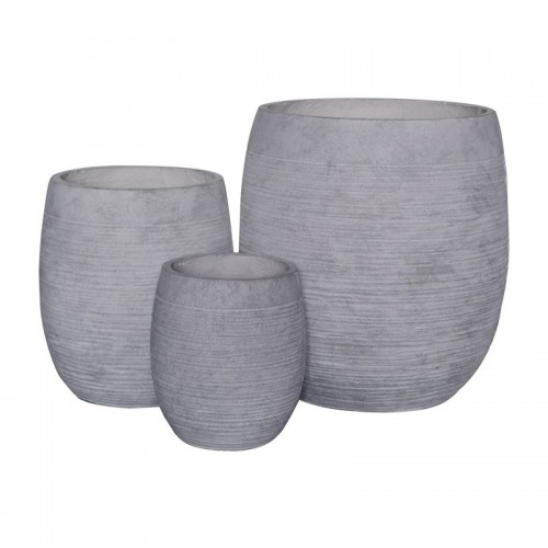 Flower Pot-8  Set 3 Τεμαχίων, Απόχρωση Light Grey Wash