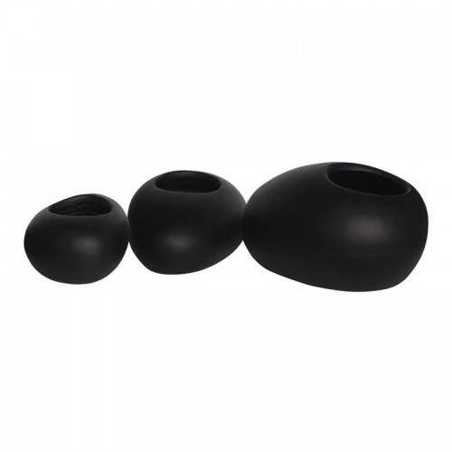 Flower Pot-Rock Set 3 Τεμαχίων, Cement Απόχρωση Black