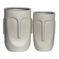 Flower Pot-Totem Set 2 Τεμαχίων, Cement Απόχρωση Sand Brown