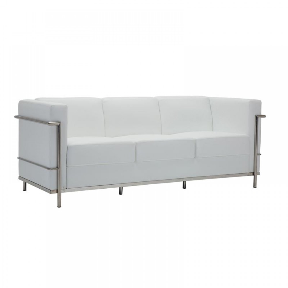 Καναπές τριθέσιος GENOVA από PU σε χρώμα λευκό 188x73x71εκ.