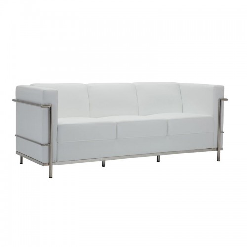 Καναπές τριθέσιος GENOVA από PU σε χρώμα λευκό 188x73x71εκ.