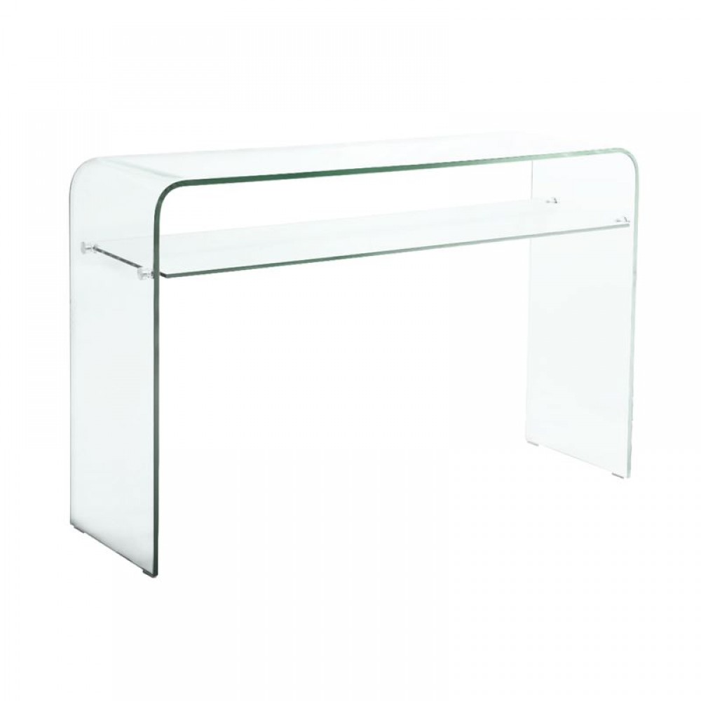 Κονσόλα GLASSER CLEAR γυάλινη με ράφι 
