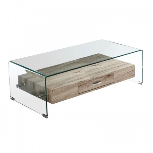 Glasser Wood Τραπ.σαλονιού Με Ράφι Clear Γυαλί 12Mm 110X55X35Cm