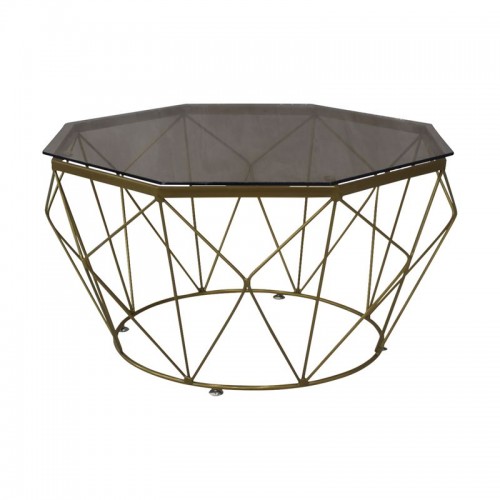 Grid Τραπ.σαλονιού Οκτάγωνο (Φ.87Cm)  Μεταλ.χρυσό/γυαλί
