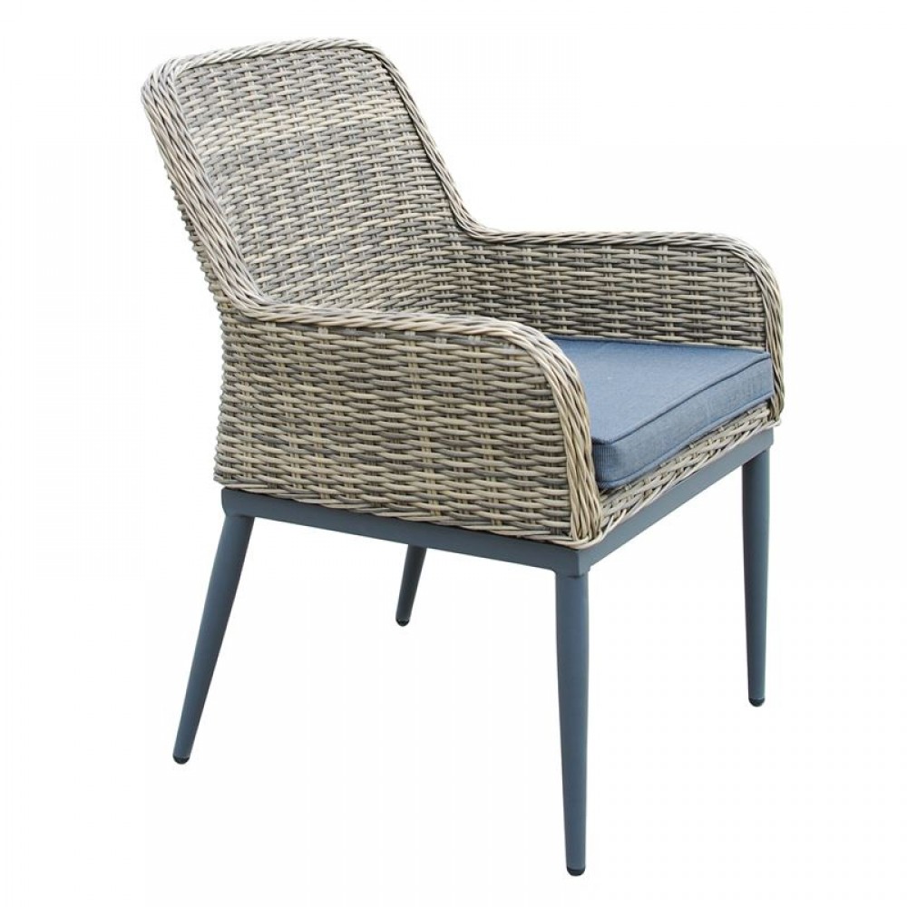 Havana Πολυθρόνα Alu / Wicker Grey Brown Μαξιλάρι Ανθρακί