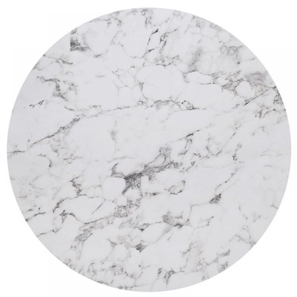 Hpl (High Pressure Laminated) Επιφάνεια Τραπεζιού Απόχρωση White Marble, Φ70cm/12mm Εξωτερικού Χώρου