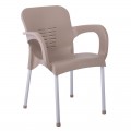 Lara-Ii Πολυθρόνα Dining Στοιβαζόμενη, Alu Silver, Pp Tortora