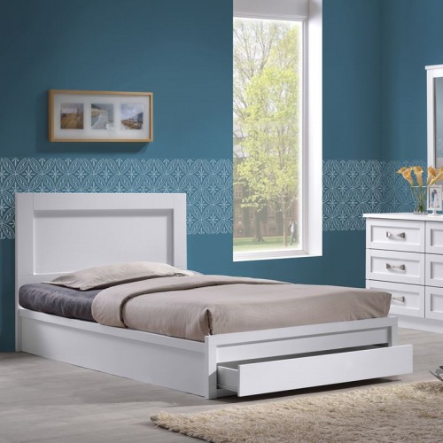 Κρεβάτι ημίδιπλο LIFE 110X200 με συρτάρι χρώμα άσπρο EM3632.1
