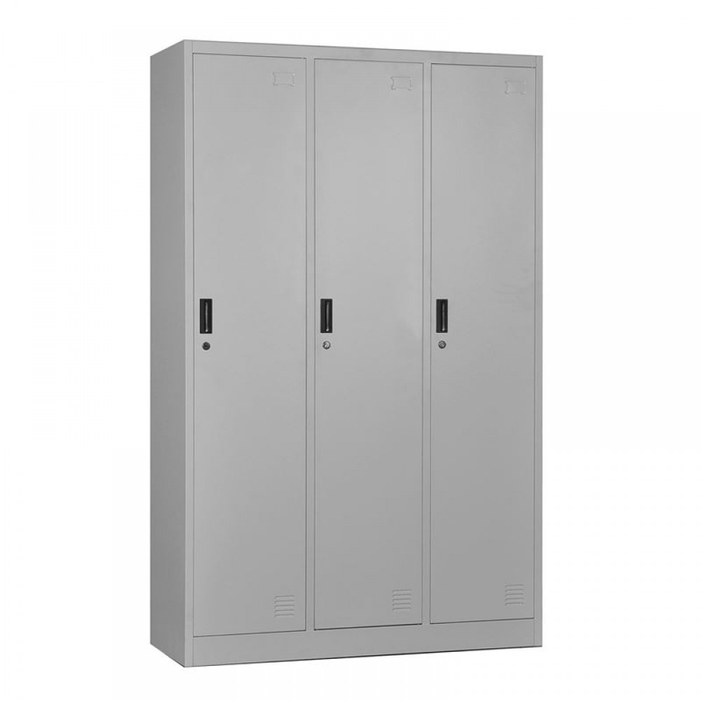 Locker 3 Θέσεων Ερμάριο - Ανά Θέση: 3 Ράφια, Θέσεις Για Κρεμάστρες, Μέταλλο Βαφή Γκρι