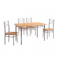 Loreto Set (Τραπ.120X70Cm+4 Καρέκ) Μεταλ.silver/φυσικό