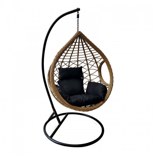 Madrid Κρεμαστή Πολυθ.steel Black/wicker Φυσικό/μαξ.μαύρο