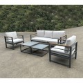Marilian Set Σαλόνι Κήπου, 5Τεμ, Μέταλλο Βαφή Ανθρακί, Μαξιλάρια Γκρι