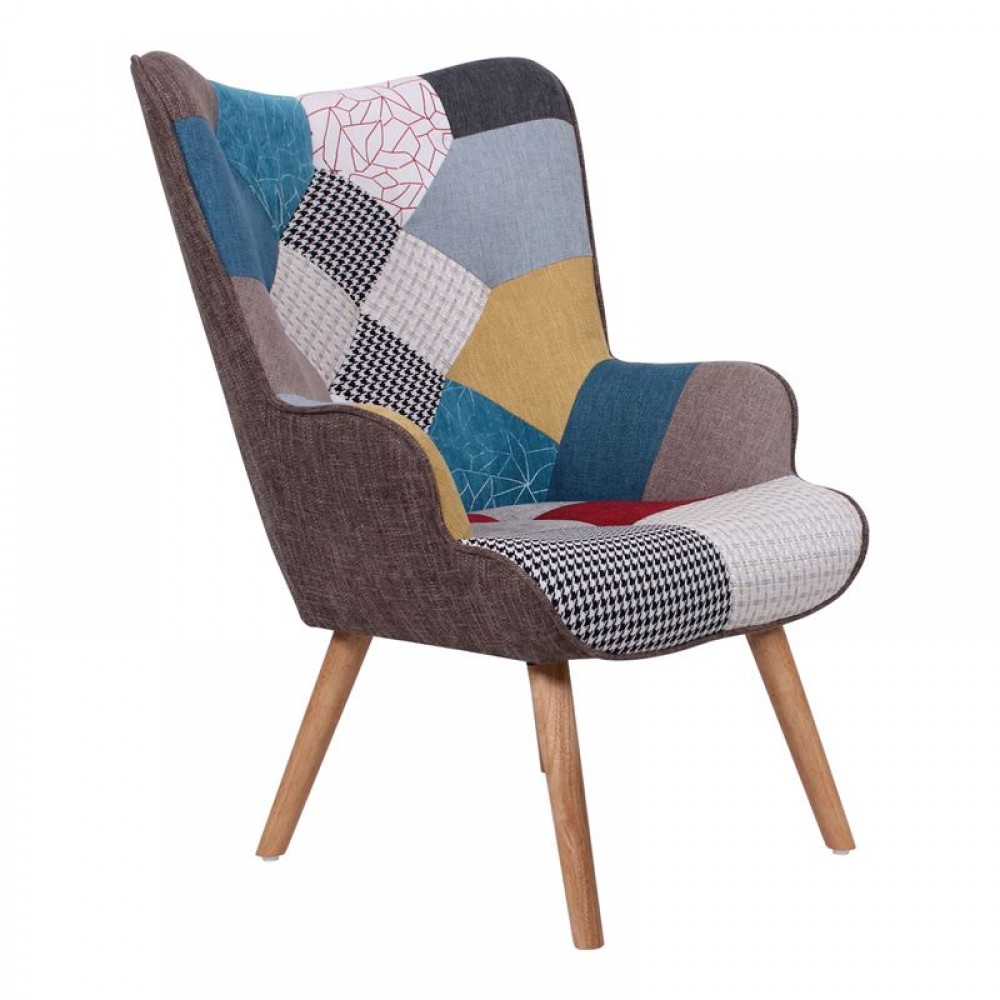 Maron Πολυθρόνα Ύφασμα Patchwork