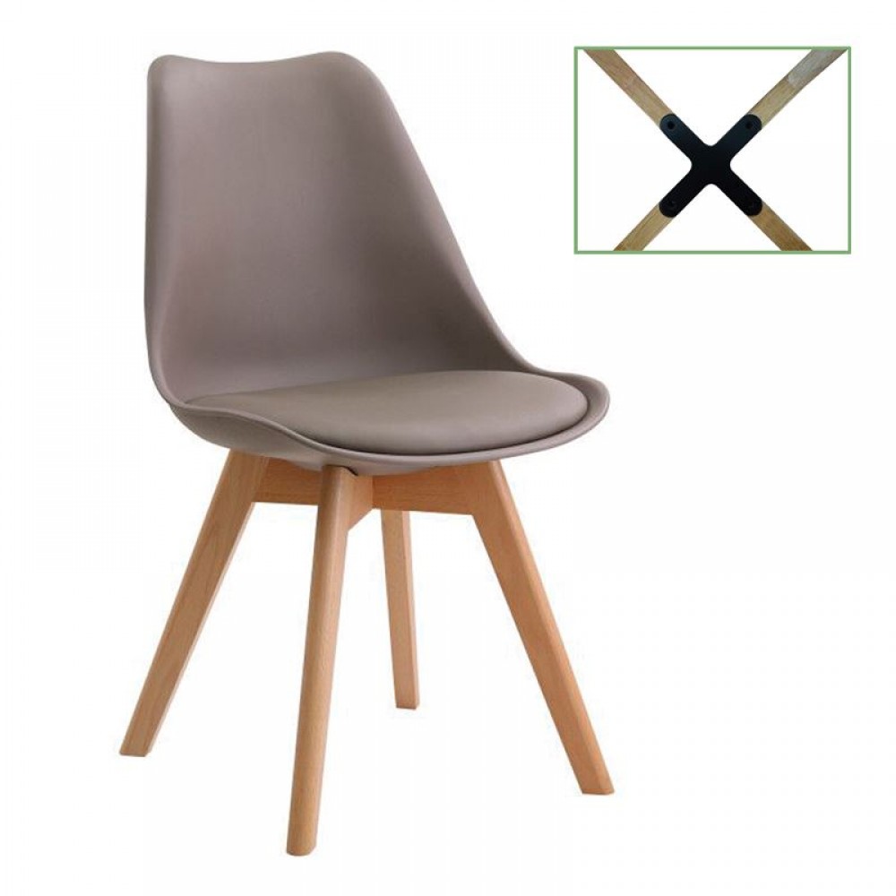 Martin Καρ.pp Sand Beige (Ξύλ.πόδι-Metal Cross) Μοντ/νη Ταπετσαρία (Σετ 4τμχ)