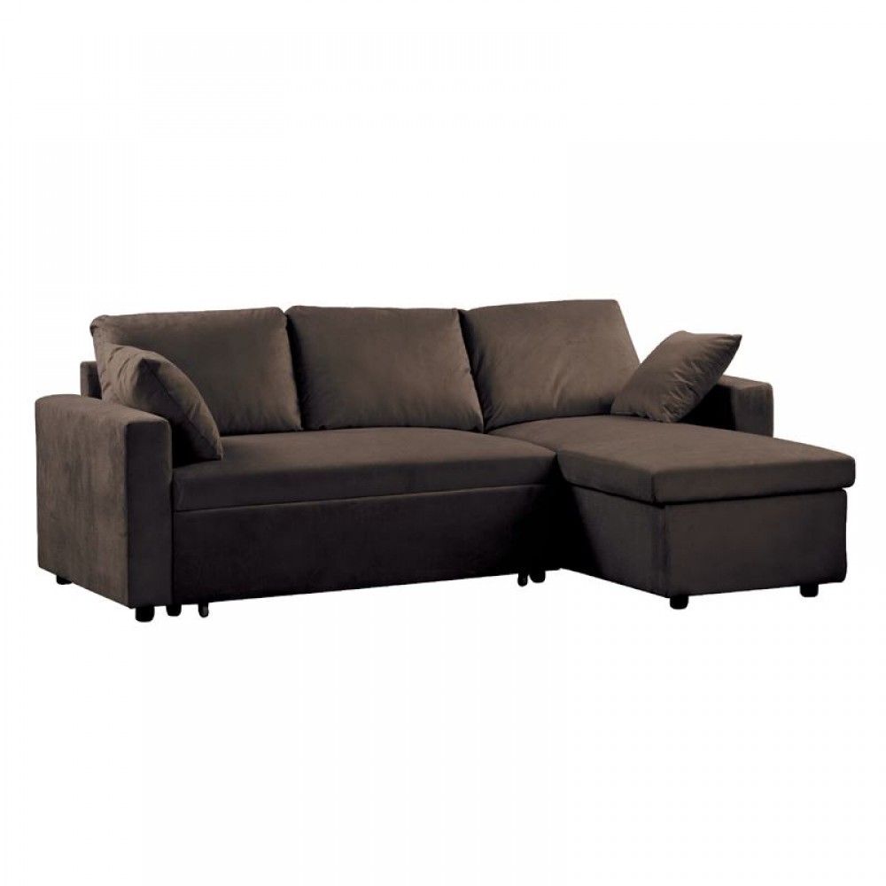 Γωνιακός καναπές κρεβάτι αναστρέψιμος MONTREAL microfiber σκ.καφέ E9586.1