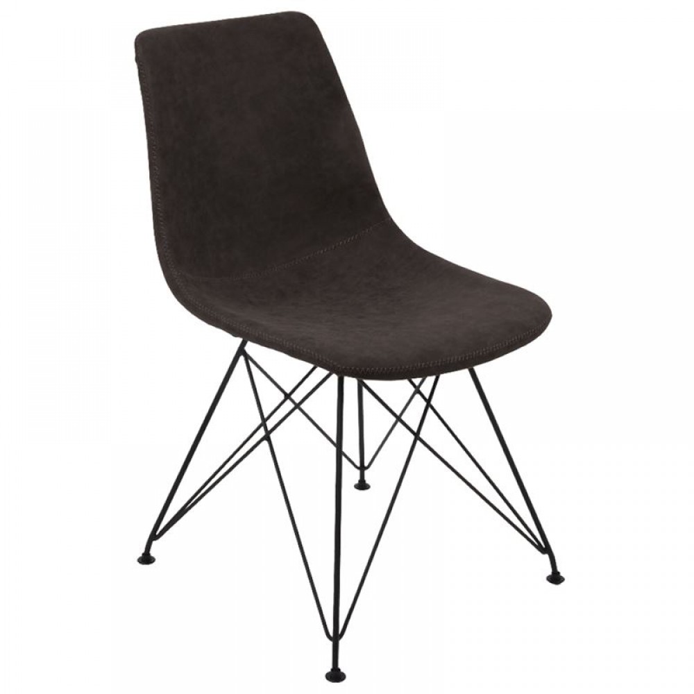 Panton Καρέκλα Μεταλ.μαύρη/pu Vintage Black (Σετ 4τμχ)