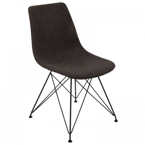 Panton Καρέκλα Μεταλ.μαύρη/pu Vintage Black (Σετ 4τμχ)