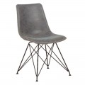 Panton Καρέκλα Μεταλ.μαύρη/pu Vintage Grey (Σετ 4τμχ)
