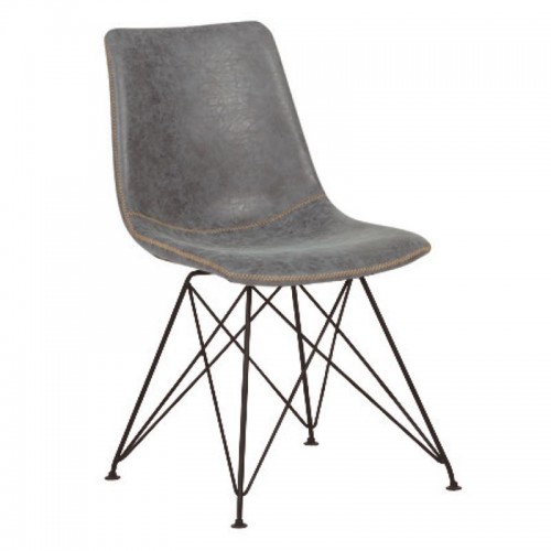 Panton Καρέκλα Μεταλ.μαύρη/pu Vintage Grey (Σετ 4τμχ)