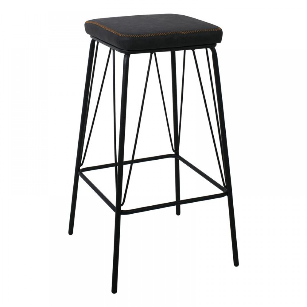 Panton Σκαμπώ Bar Μεταλ.μαύρο/pu Vintage Black (Σετ 2τμχ)
