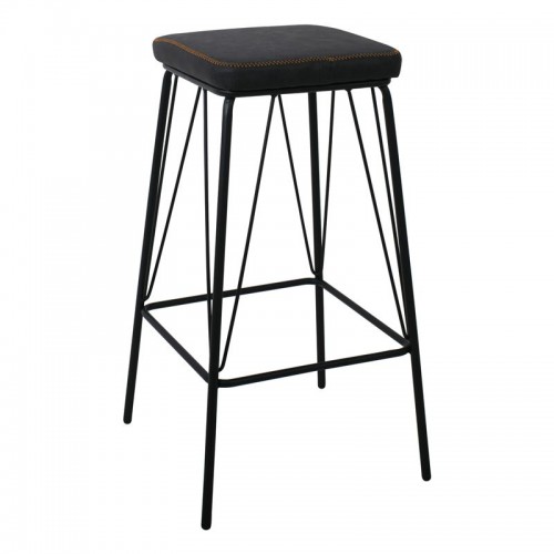 Panton Σκαμπώ Bar Μεταλ.μαύρο/pu Vintage Black (Σετ 2τμχ)