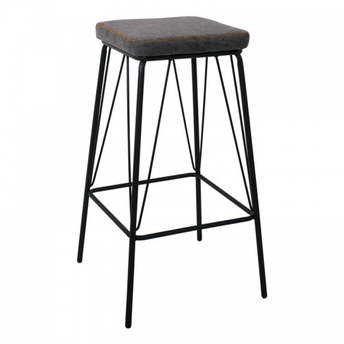 Panton Σκαμπώ Bar Μεταλ.μαύρο/pu Vintage Grey (Σετ 2τμχ)